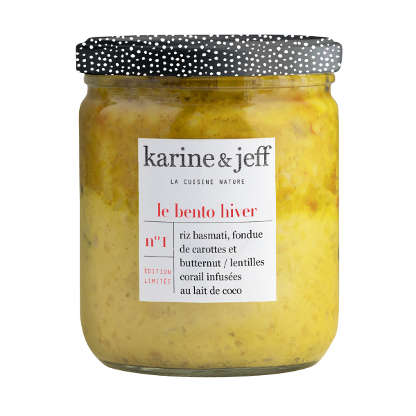 Bento collection hiver -  riz basmati, fondue de carottes et butternut, lentilles corail infusées au lait de coco - 1